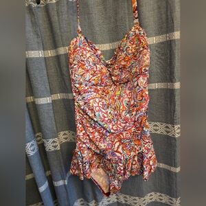 Ralph Lauren Ruffle One-Piece Swimsuit Size 16